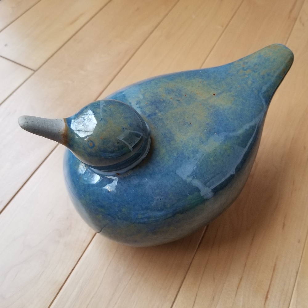 🌻Art Pottery Blue Speckled Glaze Bird Duck